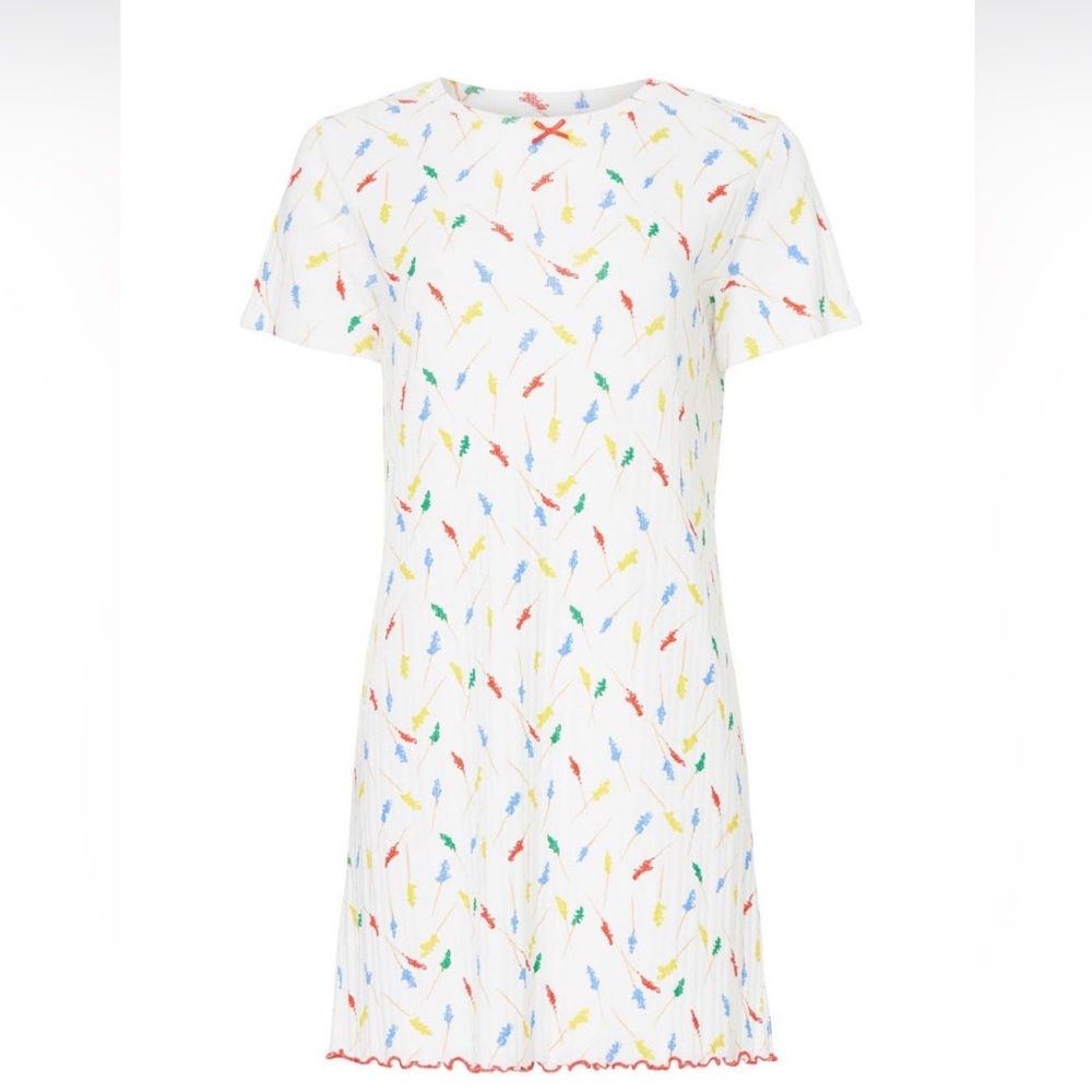 Rachel Antonoff Fitz White T-shirt Dress with Multicolor Pattern - Picture 2 of 5